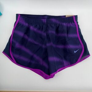 Nike Kids Dri Fit Running Shorts Lined Purple Gradient Stripe Size Large NEW
